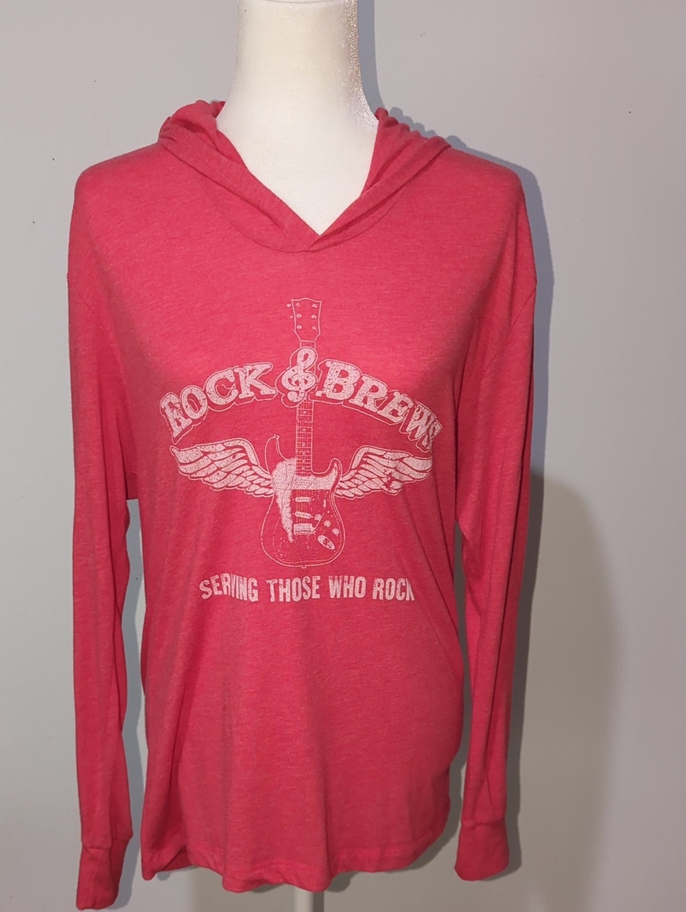 Uni-sex Rock & Brews Vintage Red L/S T-shirt Hoodie